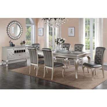 Barzini Silver Finish Dining Room Table Set