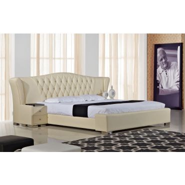 Bayron Beige Leather Wing Bed Set