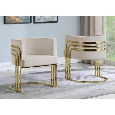 Beacon Beige Velvet Dining Chair Gold Frame