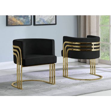Beacon Black Velvet Gold Dining Chair