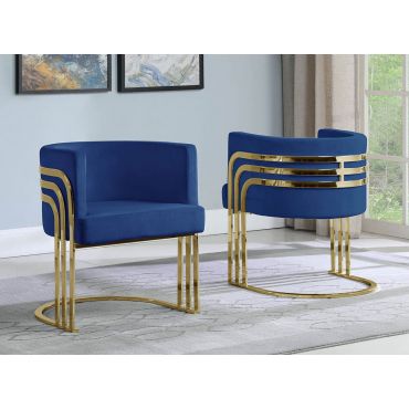 Beacon Blue Velvet Gold Dining Chair