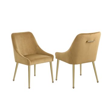 Beatrix Cognac Velvet Dining Chairs