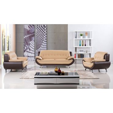 Beca Two Tone Leather Sofa Set