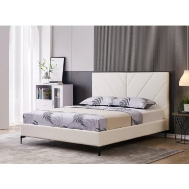 Beckley White Leather Platform Bed