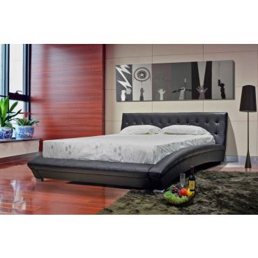 Belaire Modern Black Leather Platform Bed