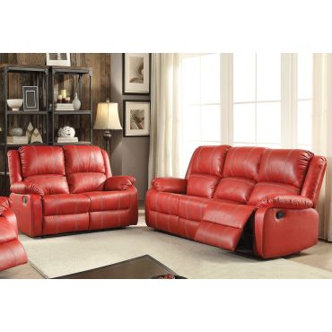 Beldan Red Leather Recliner Sofa