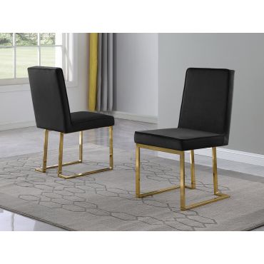 Belem Black Velvet Dining Chairs Gold