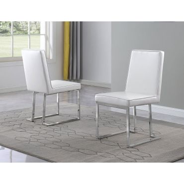 Belem White Leather Modern Dining Chairs