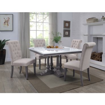 Belleview Square Marble Top Dining Table Set