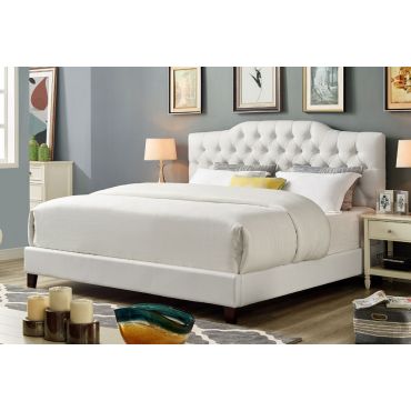 Benet White Leather Platform Bed