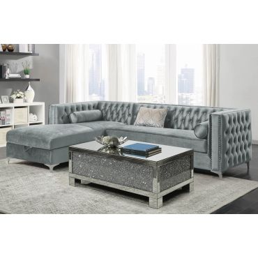 Benett Modern Sectional Silver Velvet