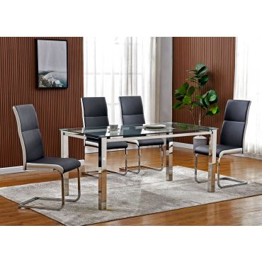 Bergman Glass Top Modern Dining Table