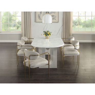 Bergman Oval Marble Top Dining Table Set