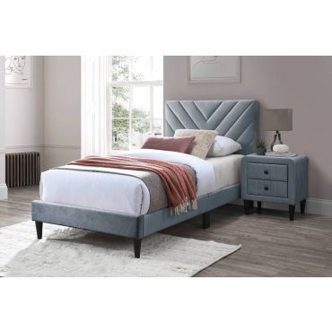 Bernal Grey Velvet Platform Bed