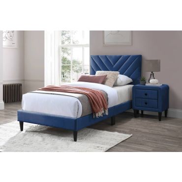 Bernal Navy Velvet Platform Bed