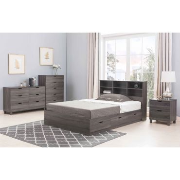 Bernal Rustic Grey Bed With Drawers