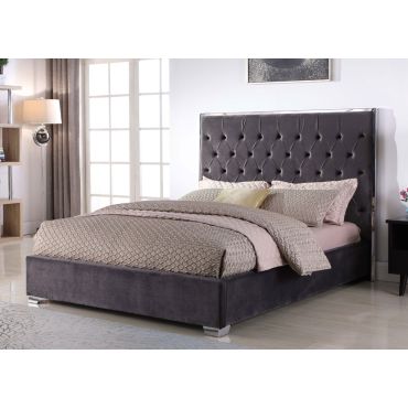 Prague Dark Grey Velvet Upholstered Bed