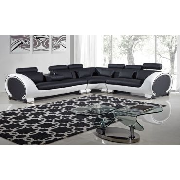 Skye Black and White Modern Sectional