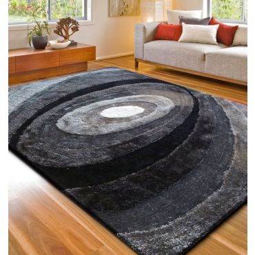 Black and Grey Shag Area Rug 105