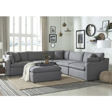 Blaze Grey Modular Sectional With Deep Seats