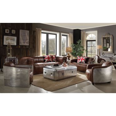 Bomber Top Grain Leather Living Room