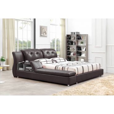 Bovina Dark Brown Leather Modern Bed