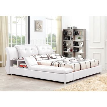 Bovina Platform Bed White Leather