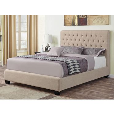 Boxton Oatmeal Fabric Bed Tufted Headboard