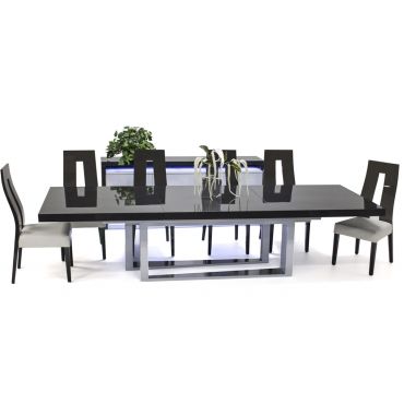 Boyton Grey Lacquer Oversized Dining Table Set