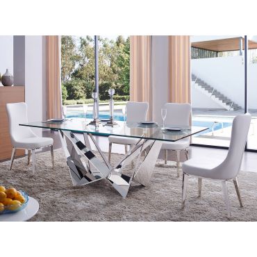 Bradley Modern Glass Top Dining Table