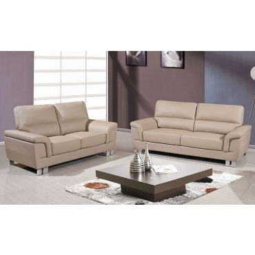 Braka Beige Leather Modern Sofa