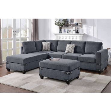 Brando Grey Chenille Sectional Set