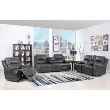 Brett Gray Leather Recliner Sofa