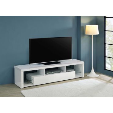 Bridget White Lacquer Modern TV Stand