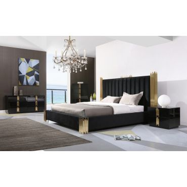 Brigham Black and Gold Bedroom Furniture