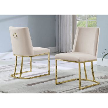 Brooke Beige Dining Chair Gold Frame