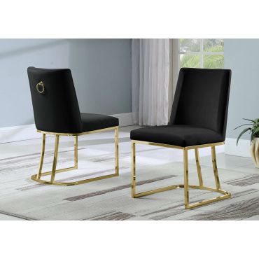 Brooke Black Dining Chair Gold Frame