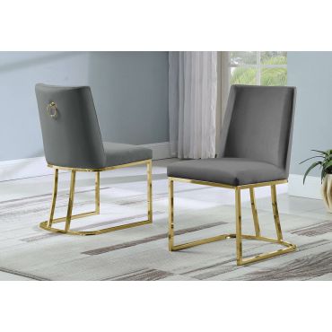 Brooke Grey Dining Chair Gold Frame