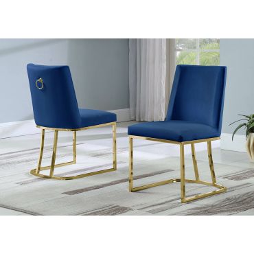 Brooke Navy Dining Chair Gold Frame