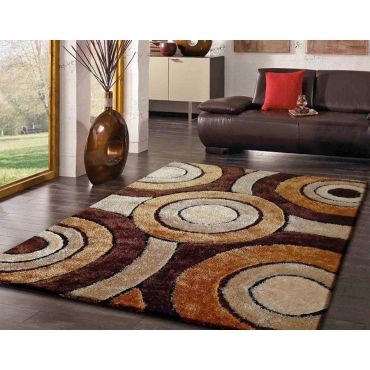 Brown Beige Shag Rug