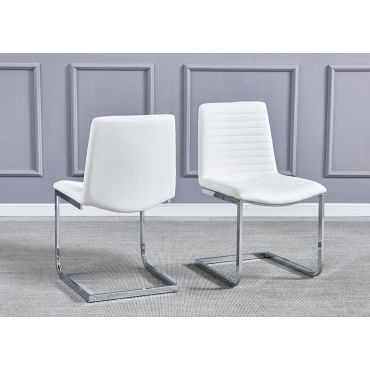 Bruce White Leather Dining Chairs