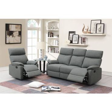 Buford Grey Burlap Recliner Sofa Set