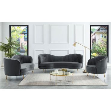 Burgues Grey Velvet Modern Sofa