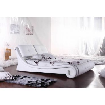 Burdette White Leather Platform Bed