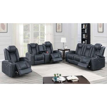 Byrnes Ink Blue Power Recliner Sofa