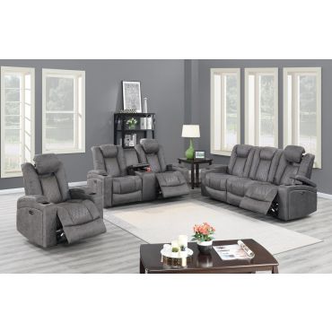 Byrnes Light Grey Power Recliner Sofa Set