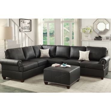Byron Classic Black Leather Sectional