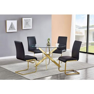 Cady Gold Round Dining Table Set