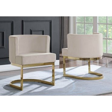 Caffrey Beige Velvet Dining Chair Gold Base