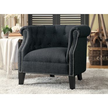 Caldwell Grey Linen Accent Chair